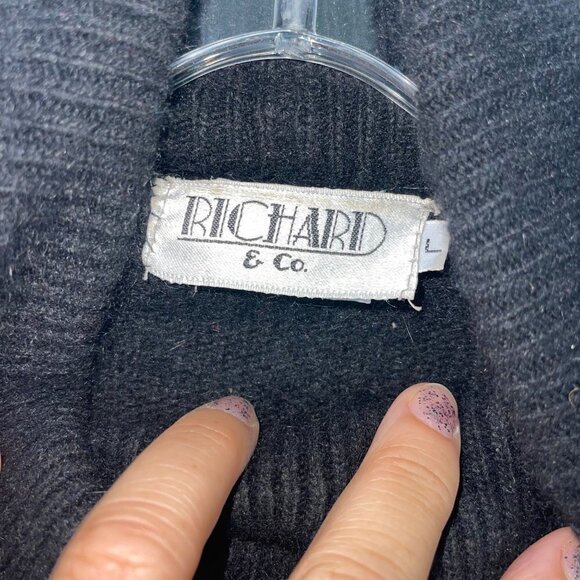 Richard and Co. Vintage Women Sweater Size Large Embellished Angora Shawl Collar - Picture 11 of 11